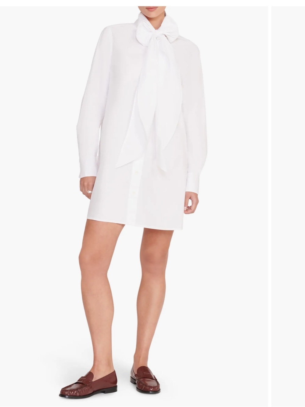 STAUD Maryn Tie Neck Cotton Poplin Shirt Dress